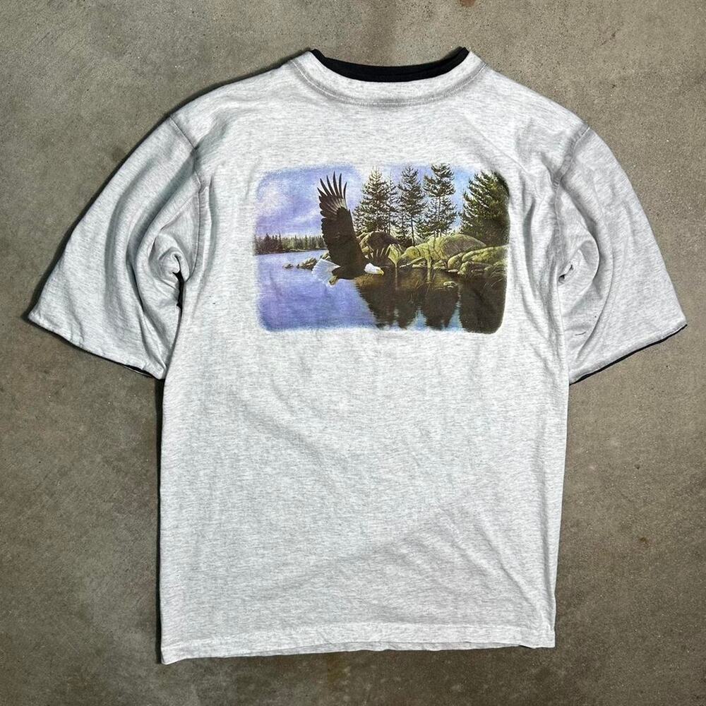 Vintage 90s Single Stitch Bald Eagle Nature Print Tee Mens Large Animal Shirt